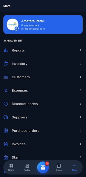 PilosPOS management screen