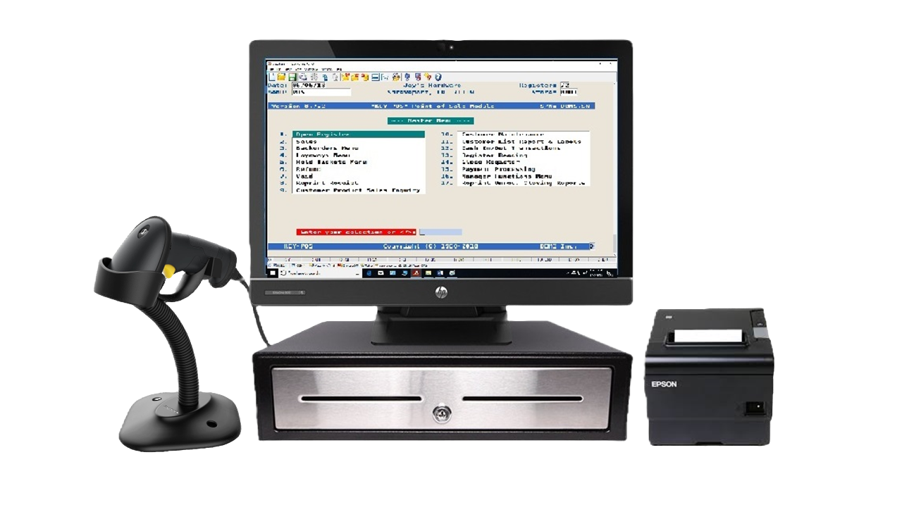 PILOS complete POS set — touch terminal, receipt printer, barcode scanner and cash drawer